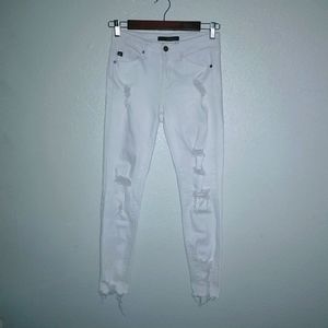 KanCan 5 26x25 Ripped High Waisted White Skinny Jeans